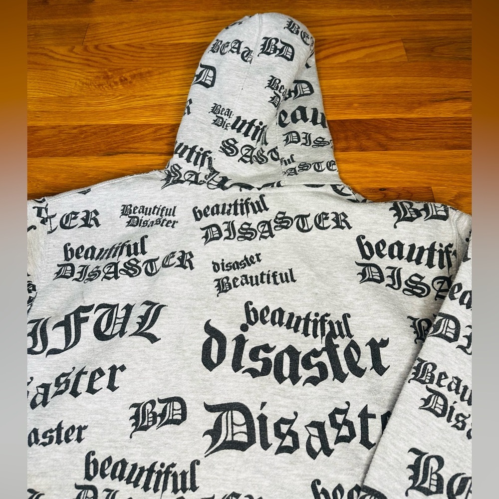 Beautiful Disaster All-Over Print Hoodie – Size Large - Picture 8 of 9